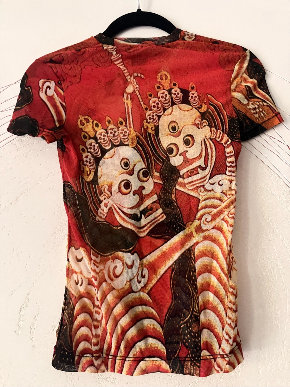 Vintage Vivienne Tam Stretch skull print Mesh Top – Size 0 - Picture 3 of 3
